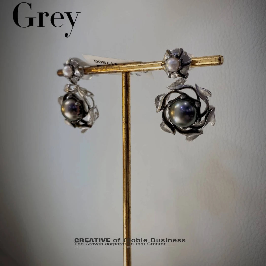 【高定系列】重工设计定制款18k金钻石大溪地极强光正圆耳坠9-10mm