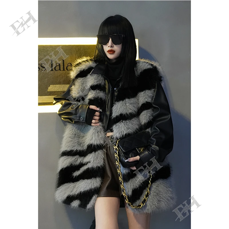 EH2024冬季新款时尚小众设计感宽松轻奢高级撞色马甲外套 W1045