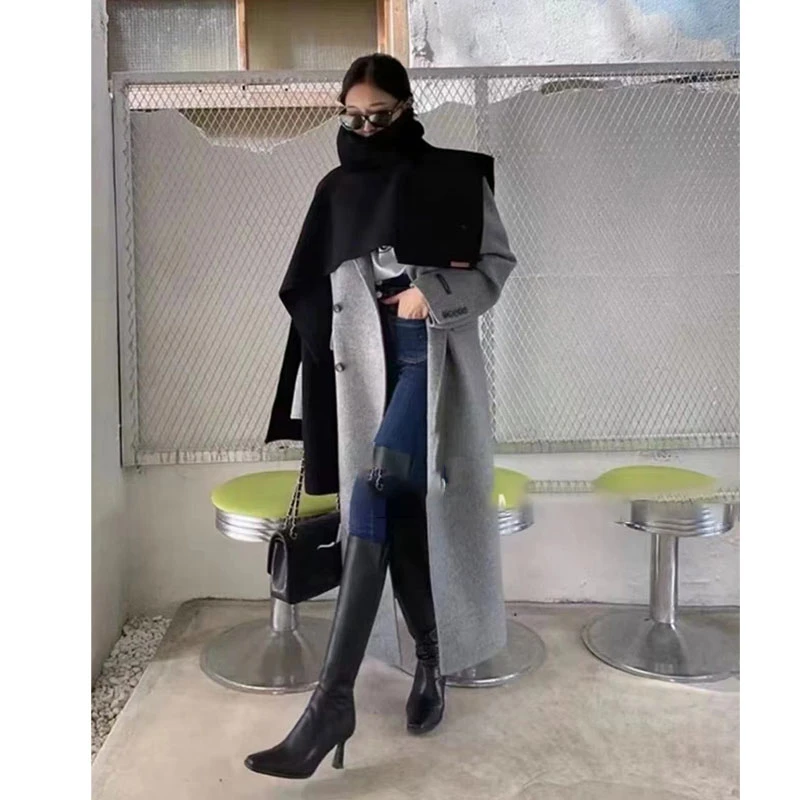 EH潮流外穿保暖披肩上衣女秋冬季设计感不规则套头针织衫潮 W0150