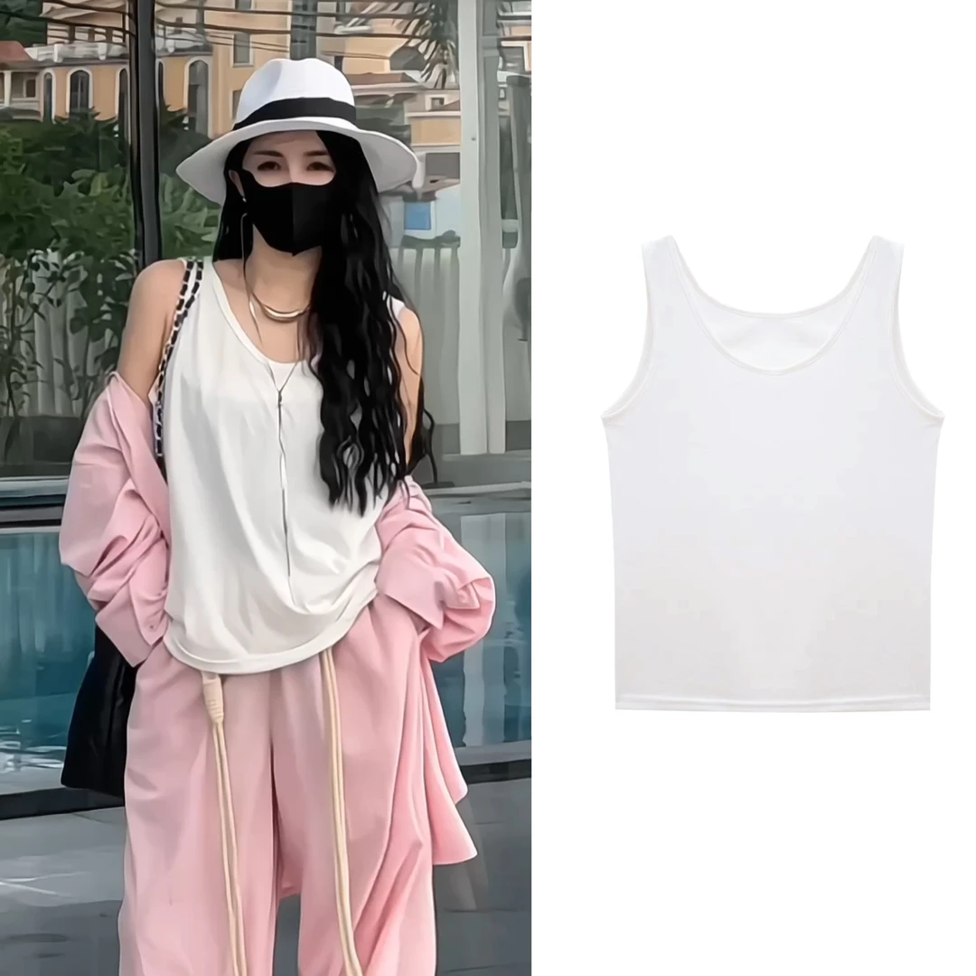 【澜】超好穿的内搭背心 纸片人百搭慵懒感吊带背心W4787
