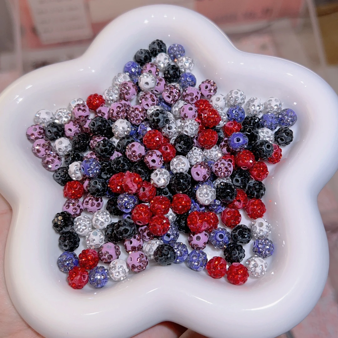 8mm陶泥钻球手链隔珠通孔钻球彩色diy