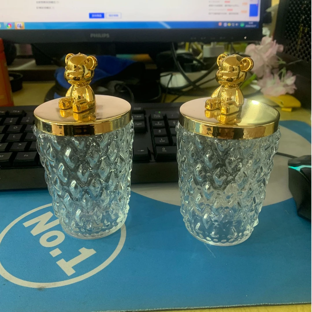 高档家用棉签牙签收纳盒欧式轻奢水晶玻璃糖果罐精致客厅摆件带盖