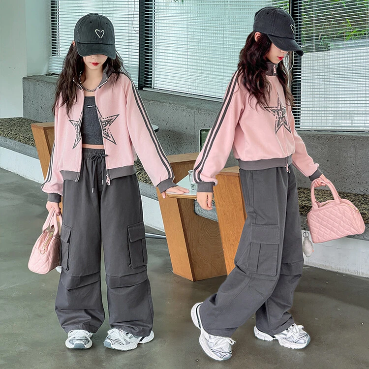 女童休闲宽松套装春秋款2024新款中大童5-12岁15岁小女孩网红时髦