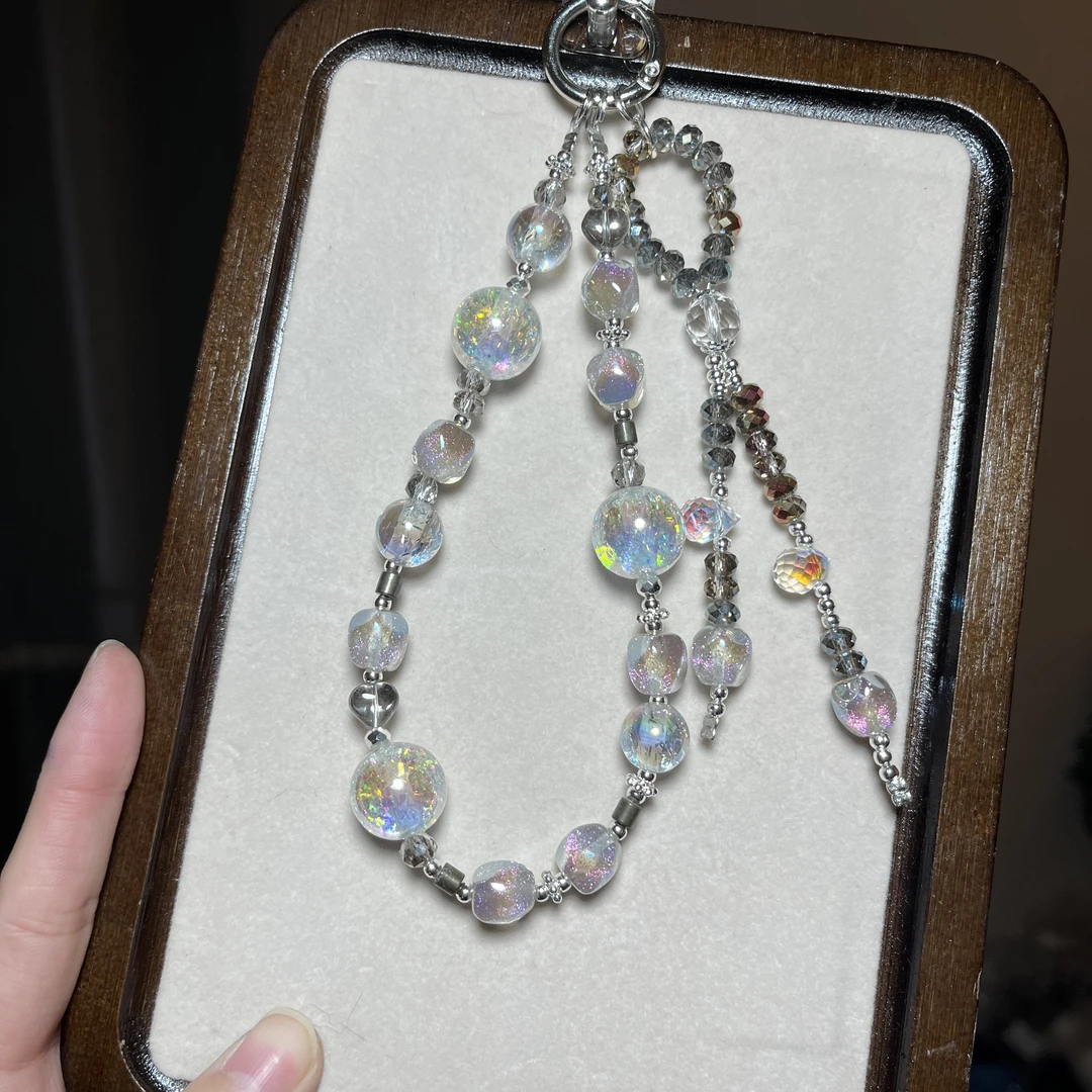 1055灰色梦幻星河原创手机链手机挂绳