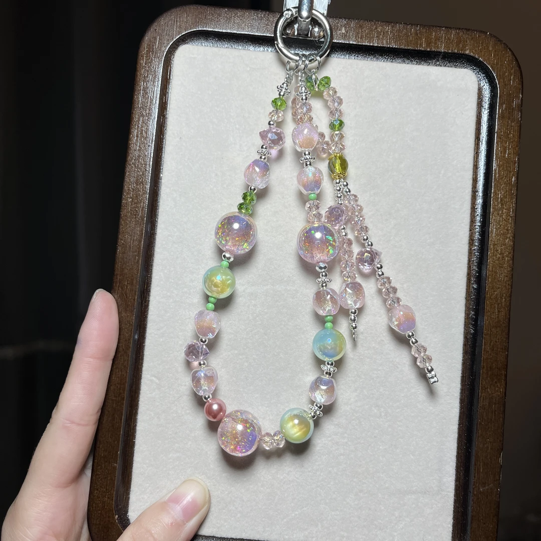 1054梦幻星河粉色手机链包挂水杯链