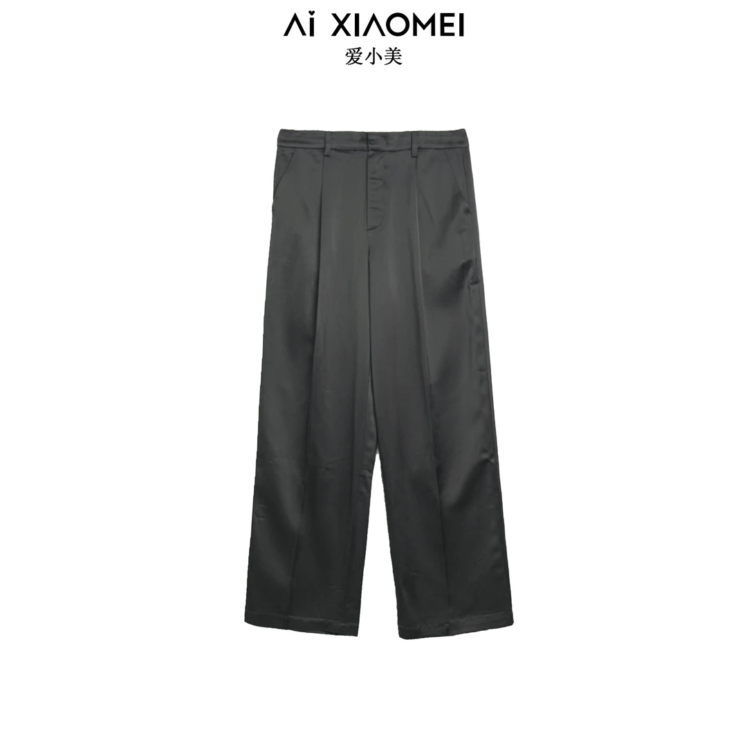 Aixiaomei/爱小美【满二减一】三醋酸直筒时尚垂感休闲裤KZ-585女士