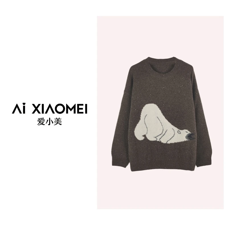 Aixiaomei/爱小美秋冬新款100山羊绒圆领上衣YR08-1320