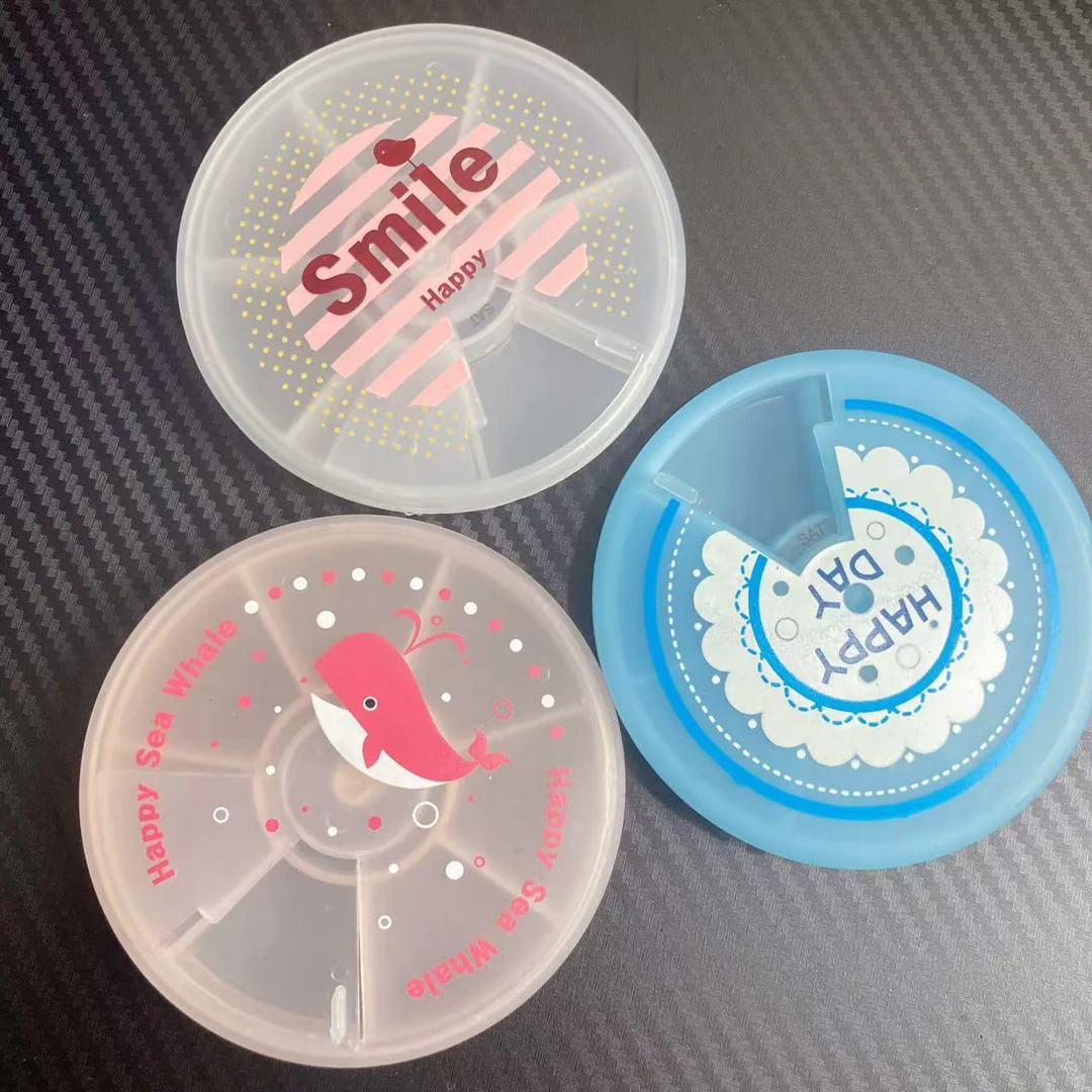 七格圆形药盒手势高颜值收纳盒