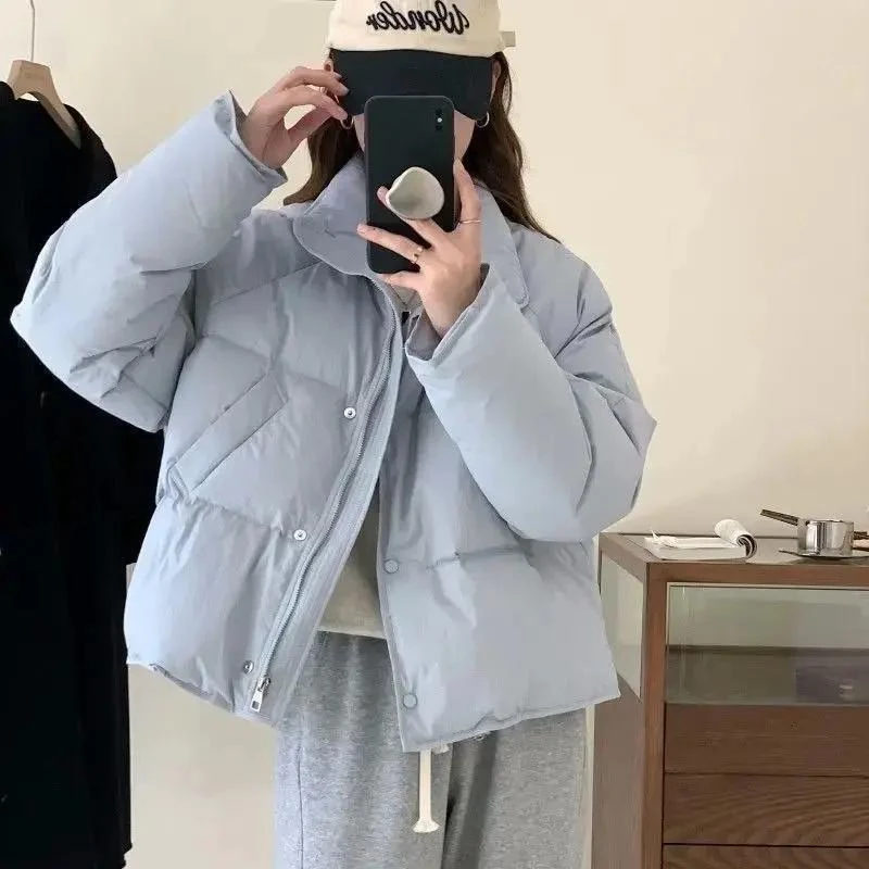 艾莱依反季羽服女短款2023年新款韩版小个子时尚面包服袄保暖外套