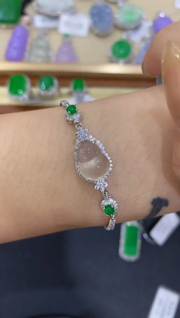 【闪购商品】石英质玉手链银S925镶嵌团购