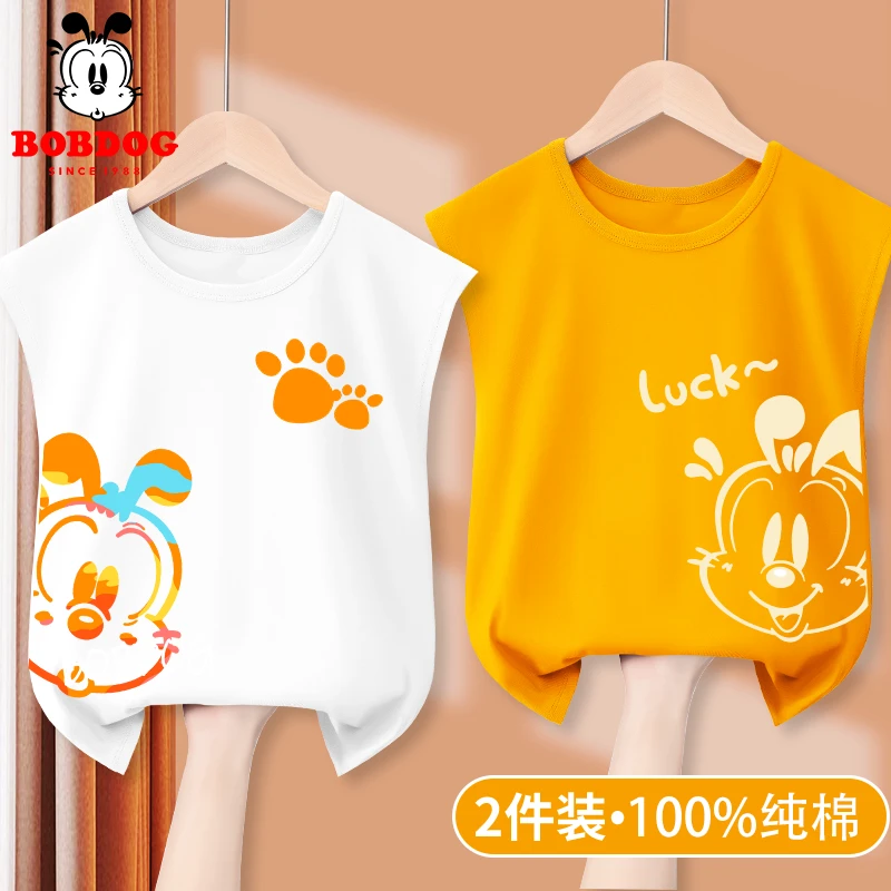 巴布豆儿童背心纯棉夏装2025年新款中大童透气男童夏季坎肩t恤潮