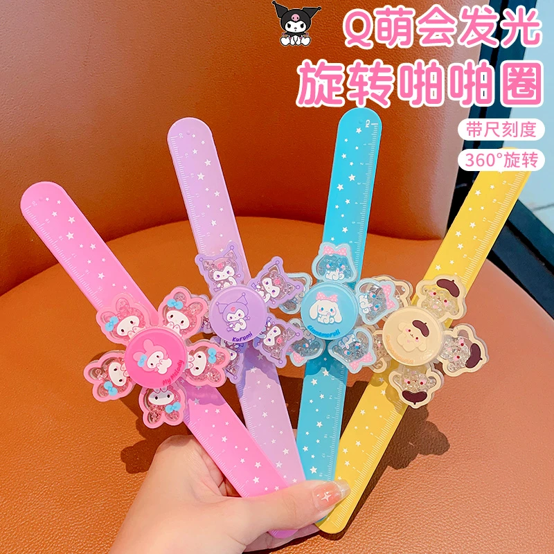 三丽鸥儿童玩具手表奥特曼卡通啪啪圈男女童新款发光旋转陀螺手环