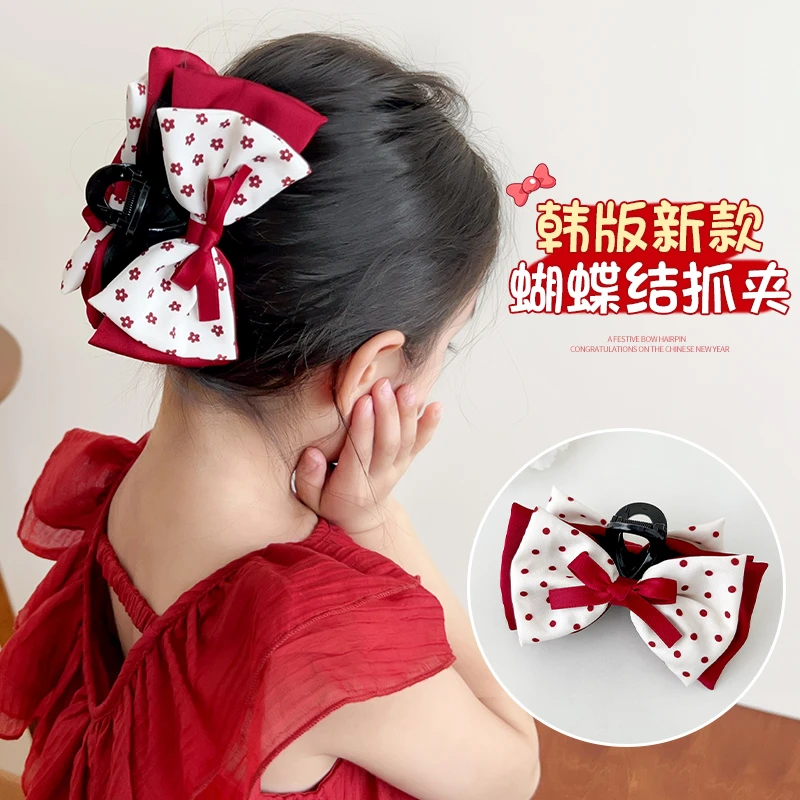 儿童蝴蝶结后脑勺抓夹头绳大肠发圈扎头发皮筋高弹力不伤发夹头饰
