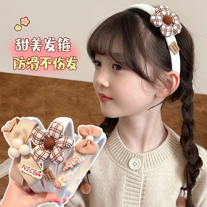 咖色儿童发箍宝宝防滑压发卡头饰宝宝新款洋气发捆公主小女孩头箍