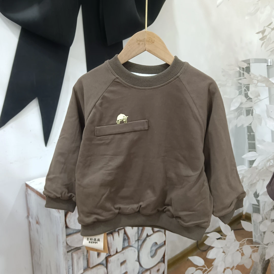 X56咖色双层绒卫衣童装