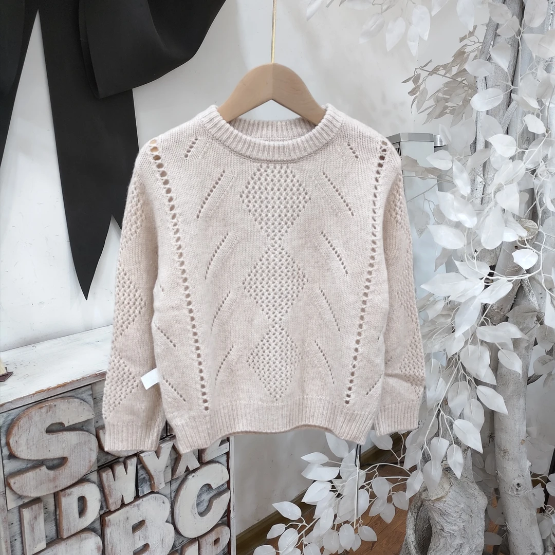 V525米色针织毛衣童装/IM