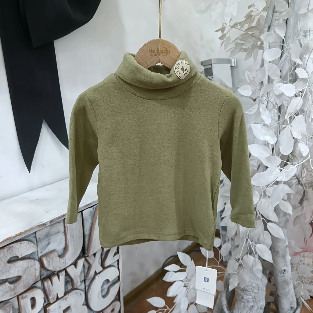 N556墨绿色打底衫童装