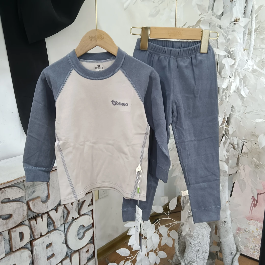 E50灰色运动德绒秋衣秋裤童装