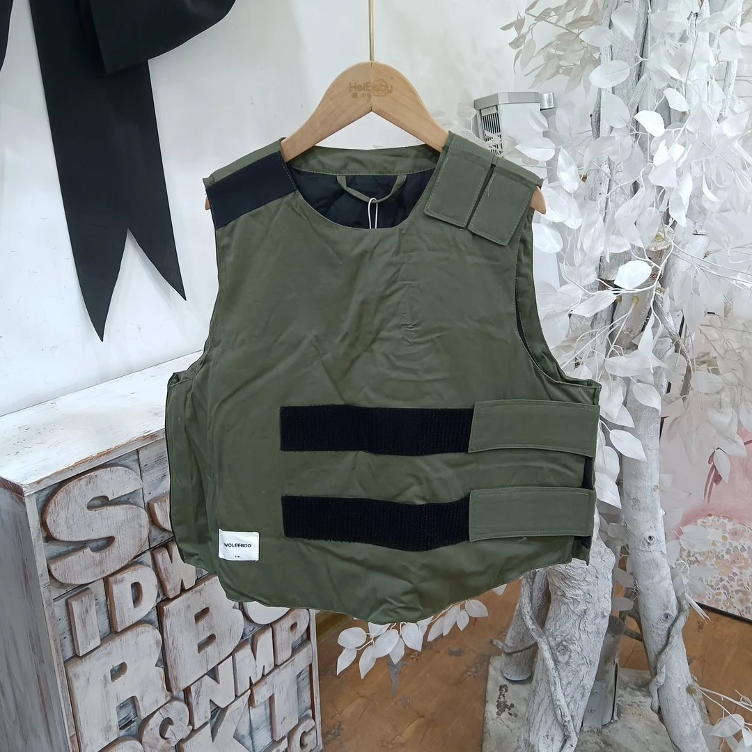 F078军绿色夹棉工装马甲