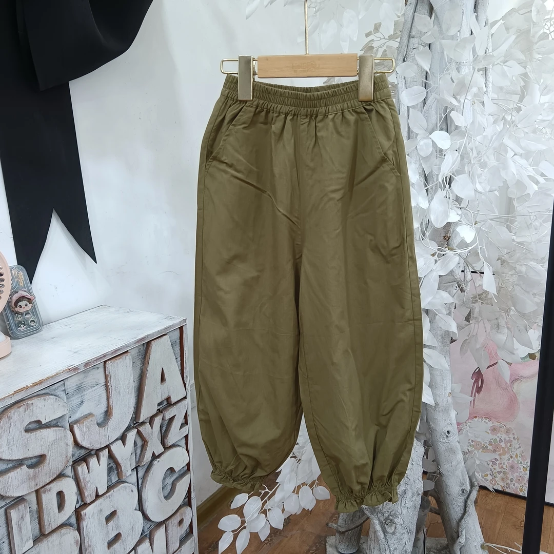 J333咖色春秋裤子童装