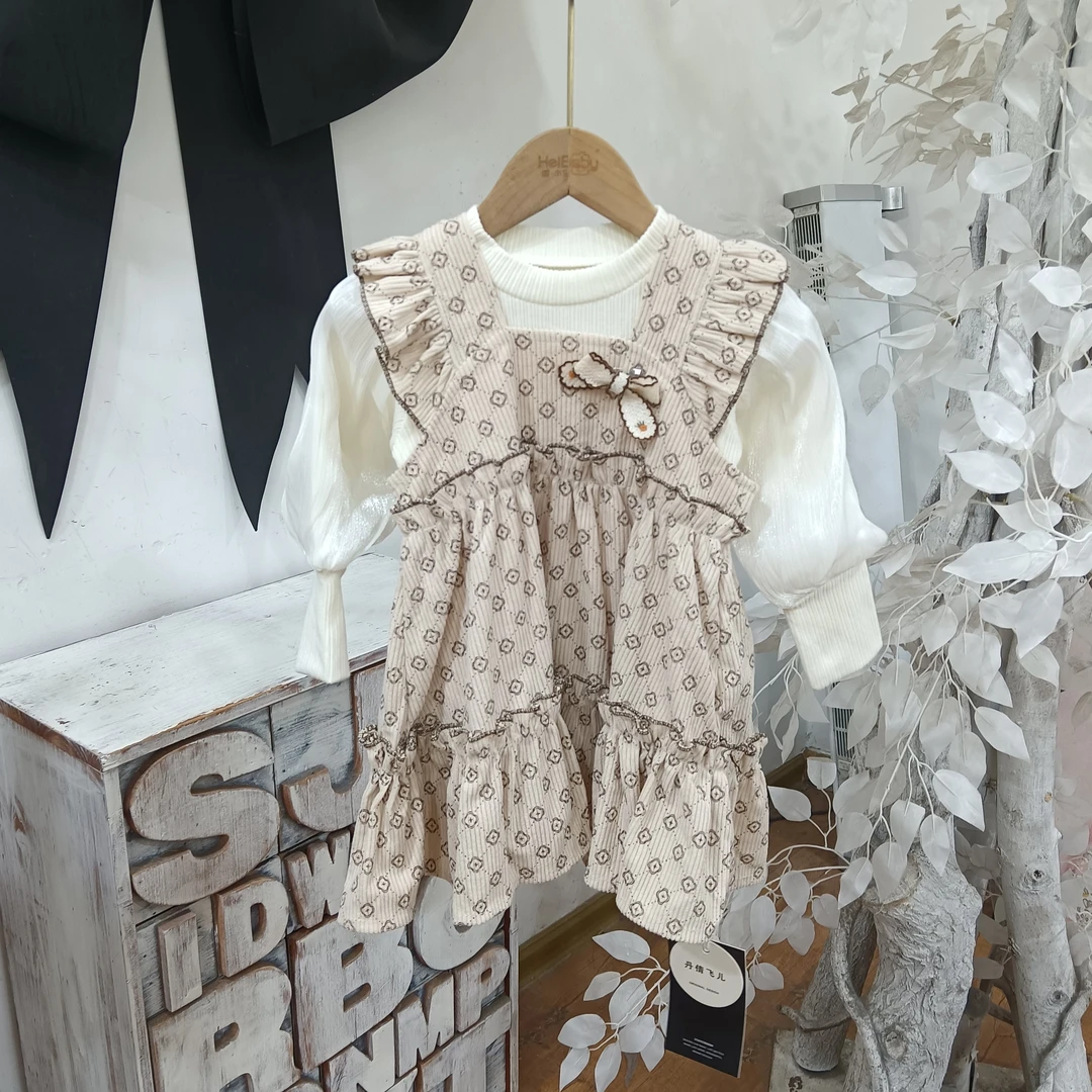 R125米色两件套连衣裙童装