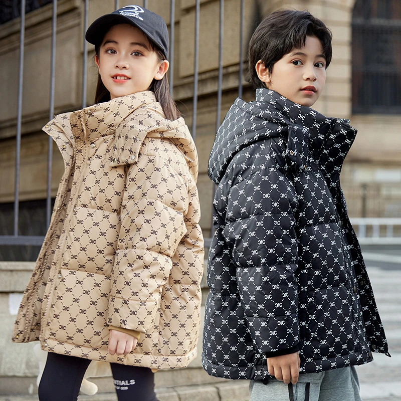 女童羽绒服2025冬季新款洋气中大童加厚短款男童白鸭绒冬装外套