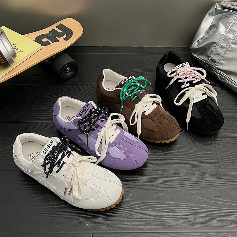 起司黎吧啦신상품・潮流复古配色平底德训鞋女2025新款百搭运动阿甘鞋