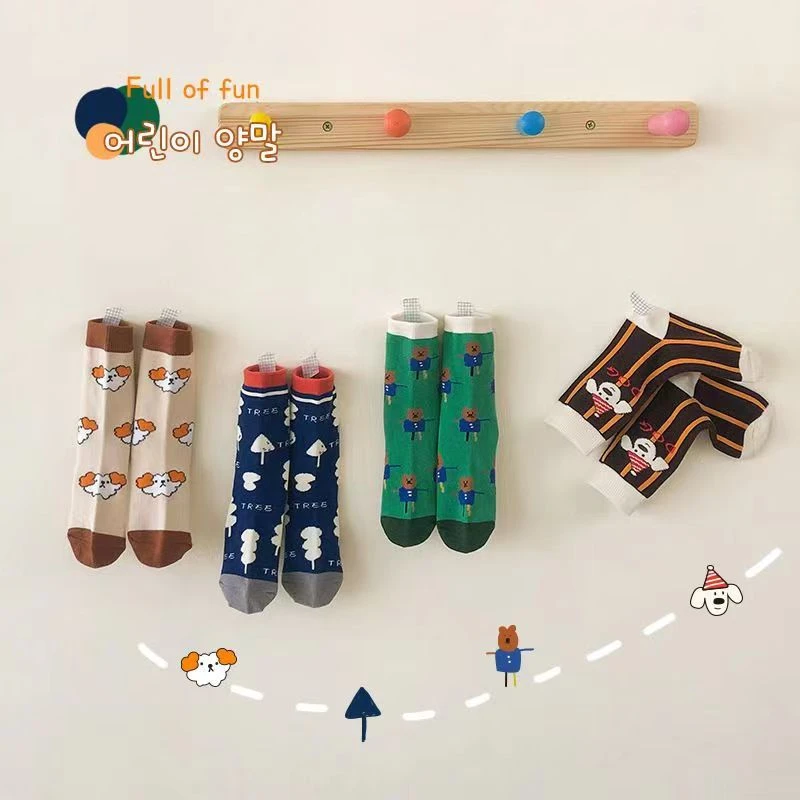 儿童袜子春夏棉袜中长筒袜子男女童韩国ins卡通时尚秋冬潮袜百搭