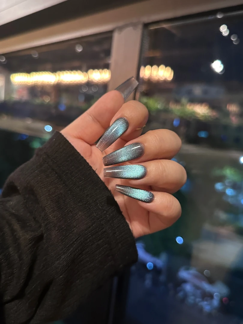 「电光薄荷」-拾柒家手工穿戴甲 电光薄荷猫眼清冷高级