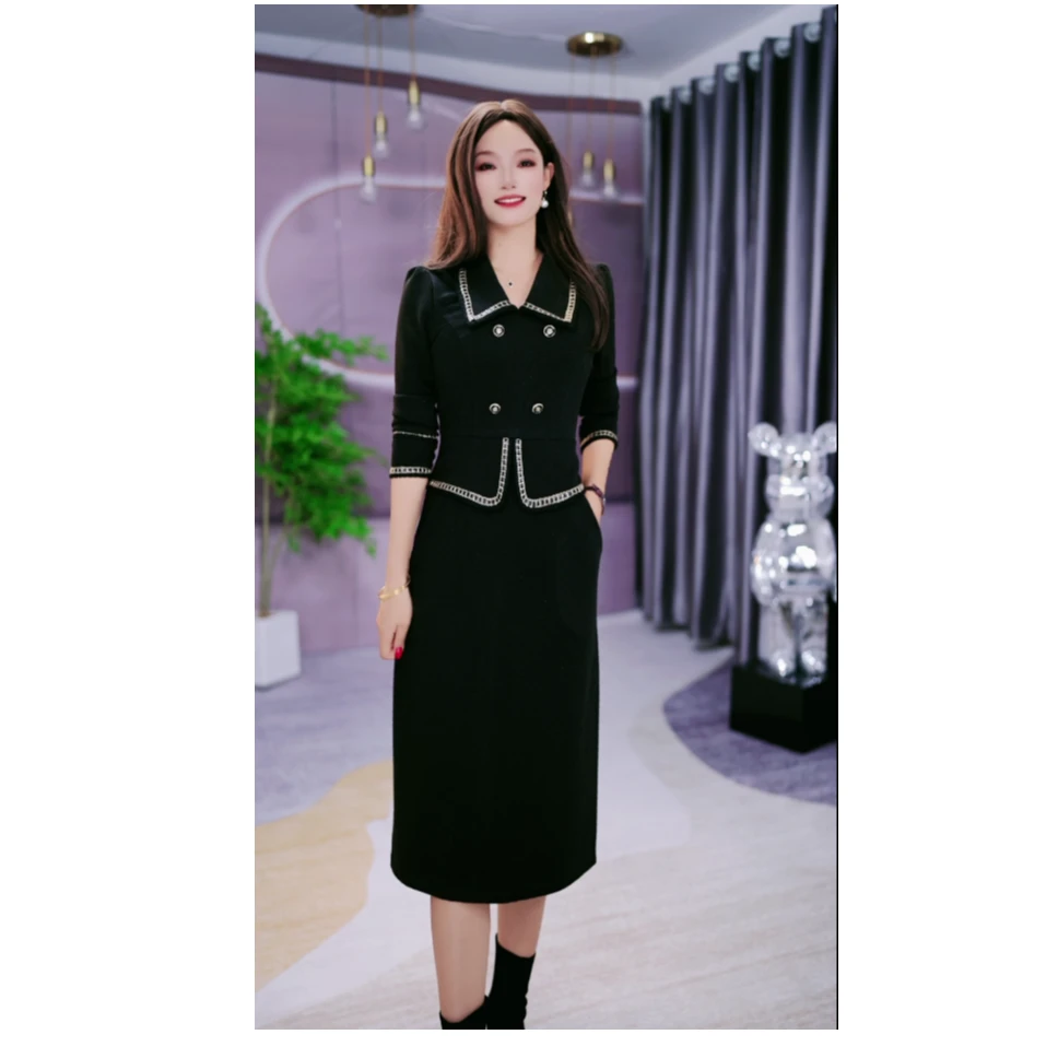 8249#秋装新款名媛静奢风时尚修身显瘦洋气减龄百搭连衣裙