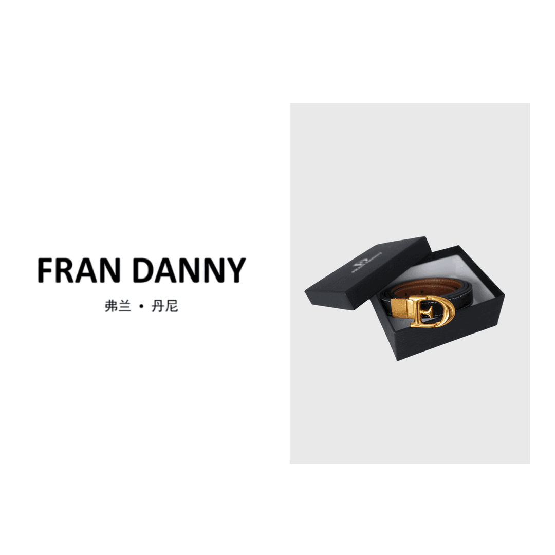 弗兰丹尼FRAN DANNY简约百搭双面拼色真皮腰带#1013