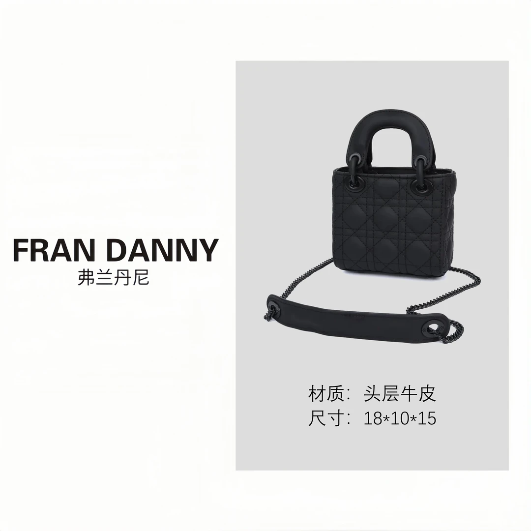 FRAN DANNY/弗兰丹尼轻奢菱格磨砂链条戴妃包#HK3197