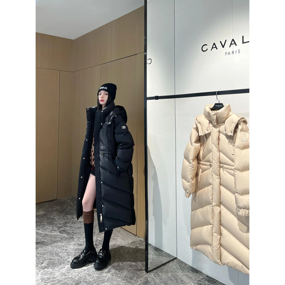 NancyCavally御寒大棉被95白鹅绒长款收腰连帽休闲保暖羽绒服女