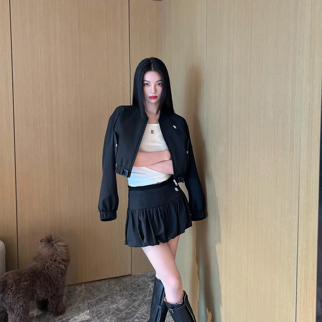 NancyCavally 专柜款高密度羊毛飞行夹克外套/花苞短裙/压褶半裙