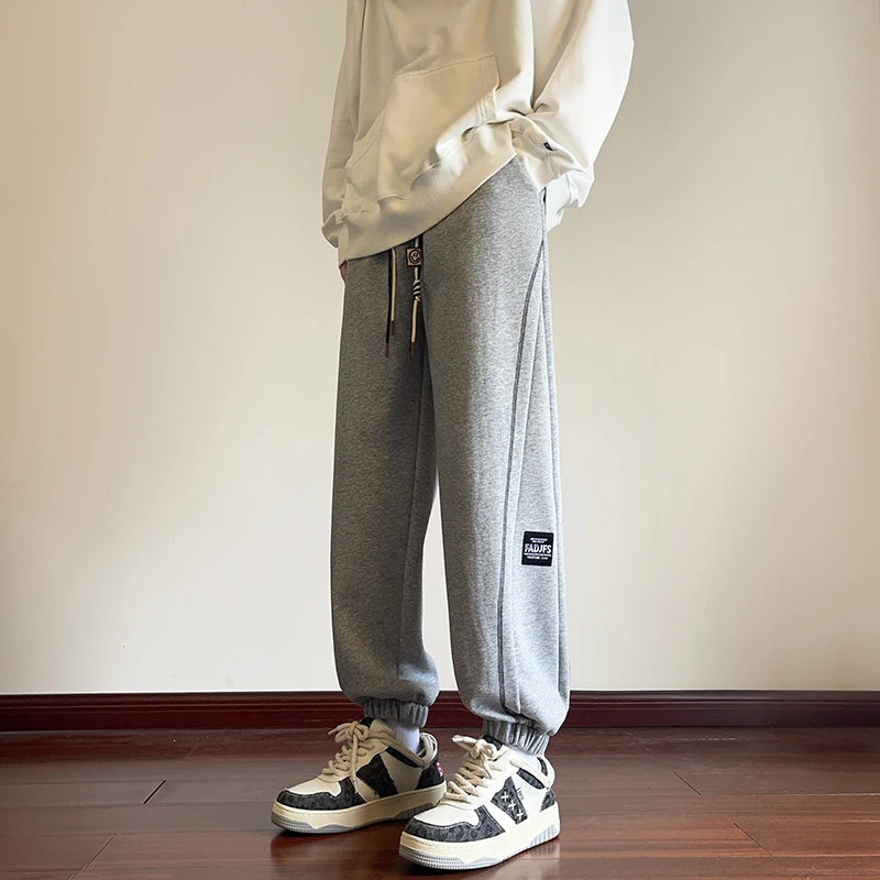 休闲裤男秋冬宽松休闲百搭运动长裤子青少年加绒加厚潮流百搭裤子