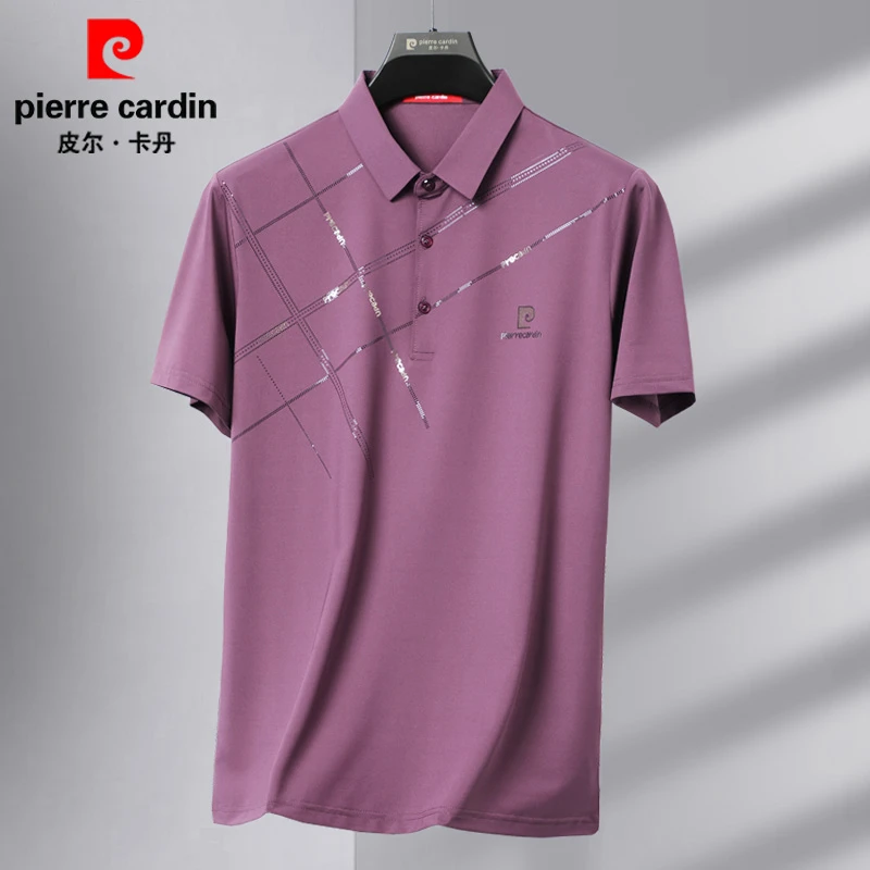 皮尔卡丹2025新款男士时尚上装薄款条纹中年商务休闲韩版上衣