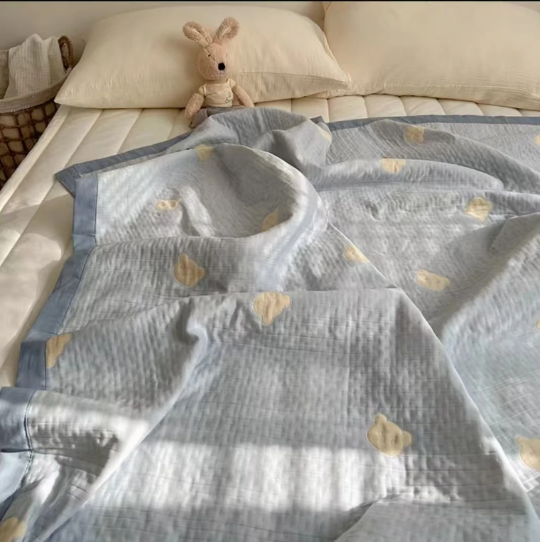 多功能全棉三层纱加厚盖毯  可水洗夏凉被  双人床单 +厚款空调被