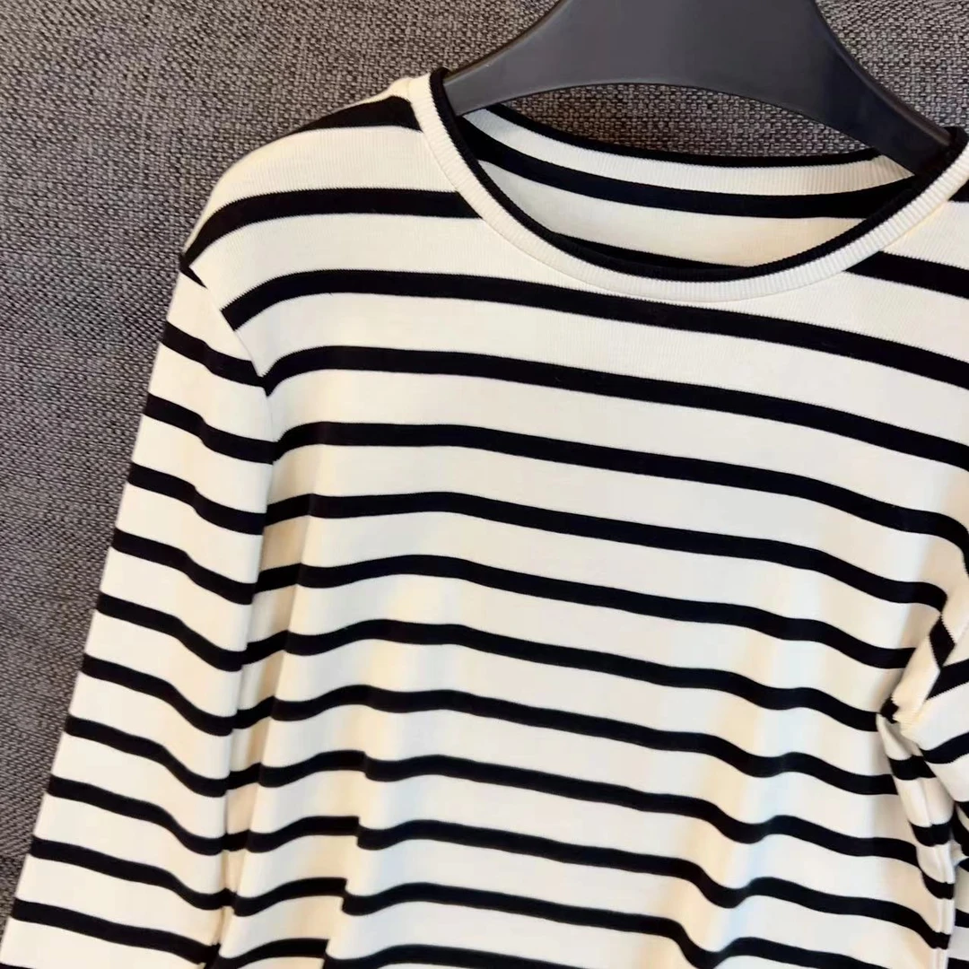 女式圆领条纹T恤KD754