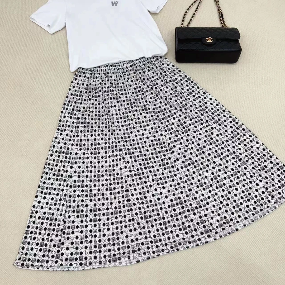 40针针织印花桑蚕丝半裙53101