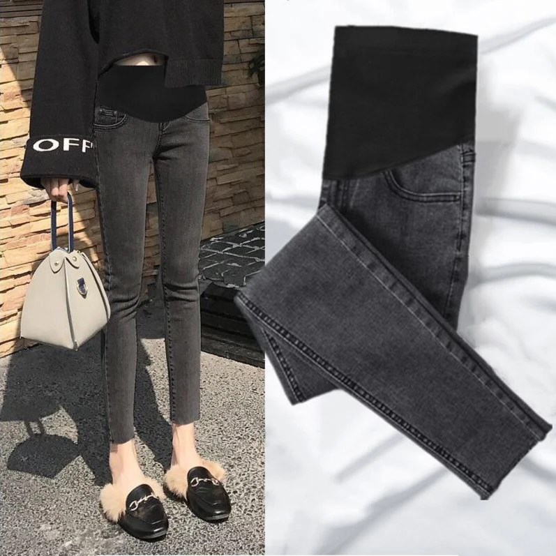 【三种厚度】孕妇裤子秋冬高弹外穿托腹打底裤大码小脚加绒牛仔裤女