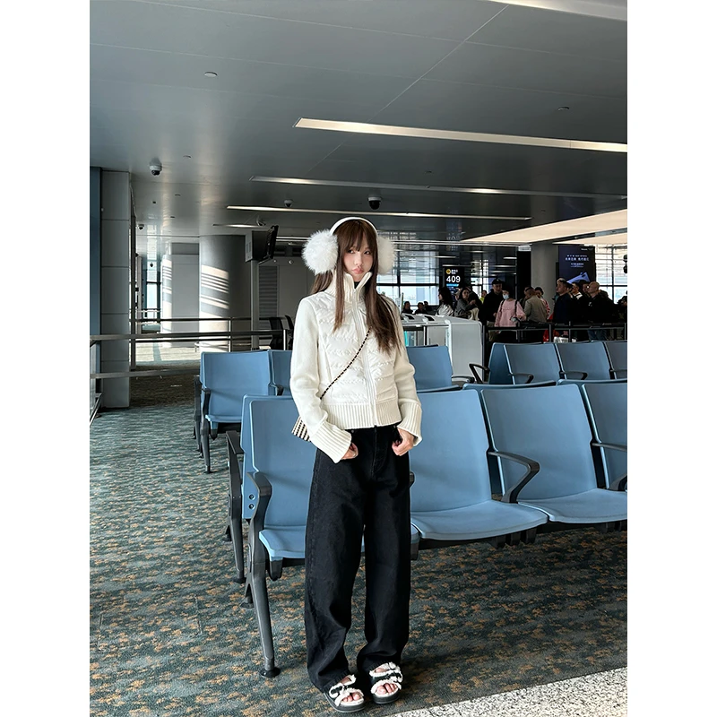 D YANGJUN 【年中福利】黑色高腰宽松显瘦休闲裤长裤直筒裤百搭