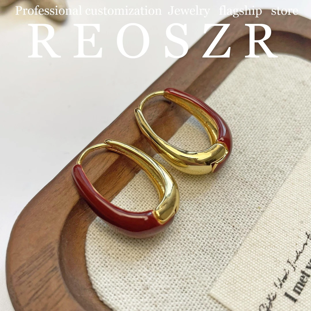 Reoszr/洛恣 铜合金耳饰 【红袖】原创设计红色国风耳扣蛇年款耳饰
