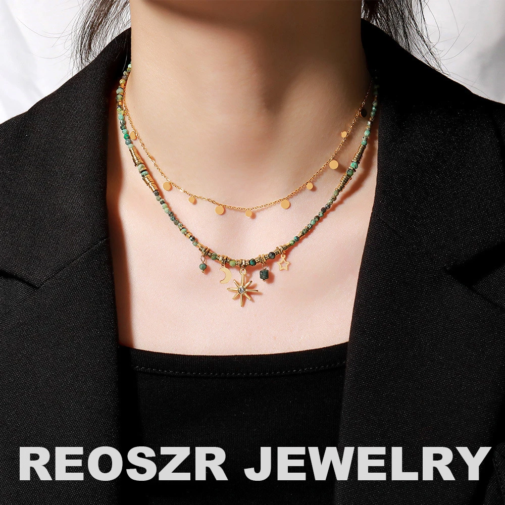 Reoszr/洛恣 钛钢项链 【卡侬】复古小众法式手工多层叠戴拼接项链