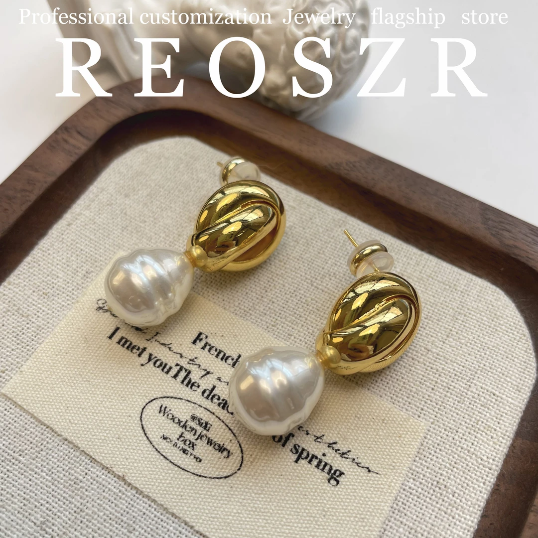 Reoszr/洛恣 铜合金耳饰 【峰】复古法式小众港风设计师中古耳环