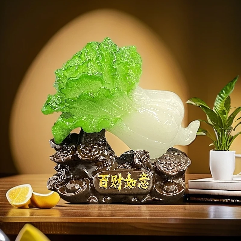 【新人见面礼玉白菜】百财如意摆件家居装饰工艺品客厅办公室书桌