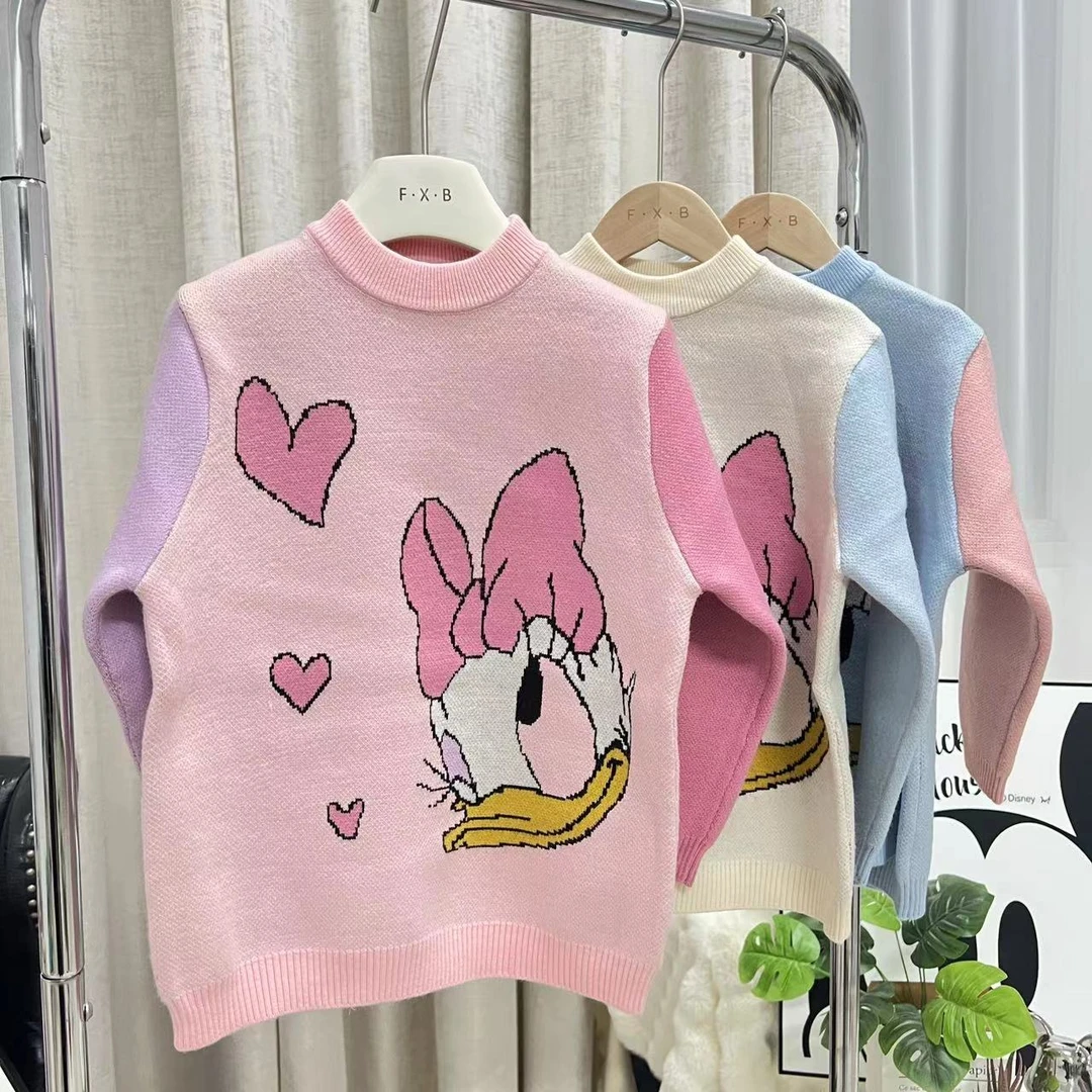 橙9006女童加厚秋冬卡通黛西针织毛衣圆领