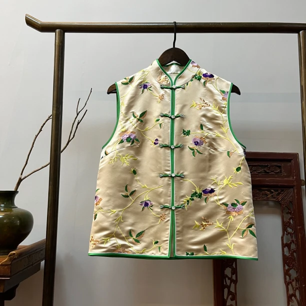 【云锦】30姆米桑蚕丝库锻云锦马夹M40068