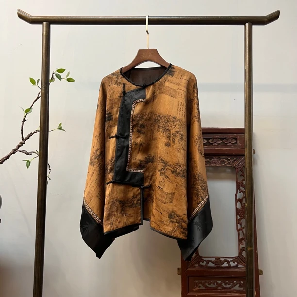 【江山如画】30姆米中长款香云纱上衣X70138