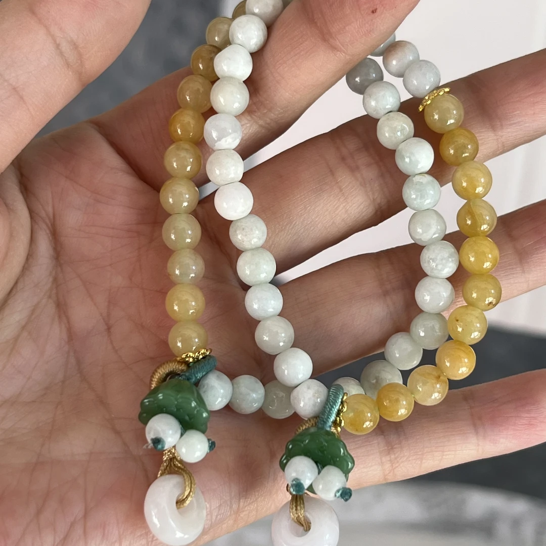 （新粉福利）天然翡翠A货多宝手串（约6mm）发一条多样性发货
