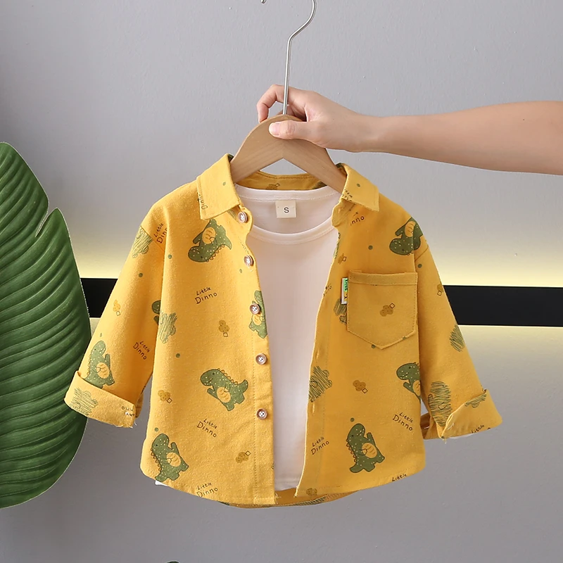 男童春秋季纯棉长袖衬衣洋气衣服婴儿童秋装上衣小童帅气宝宝衬衫